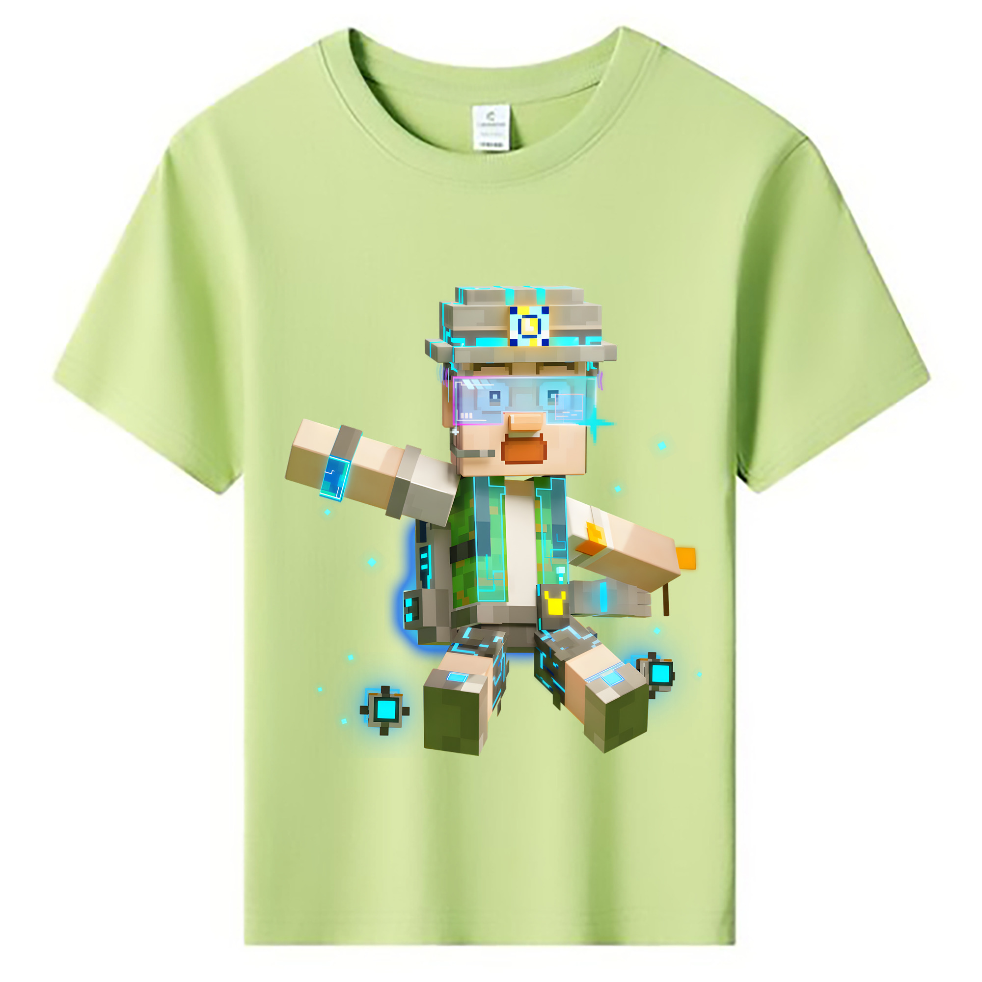 （画像用） マインクラフト ブロックの世界 Minecraft MC Block world 綿100％キッズTシャツ（フロントプリント）